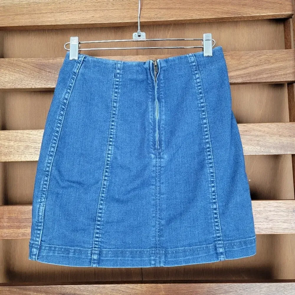 Free People Denim Mini Skirt, Sz 0 - Picture 3 of 4